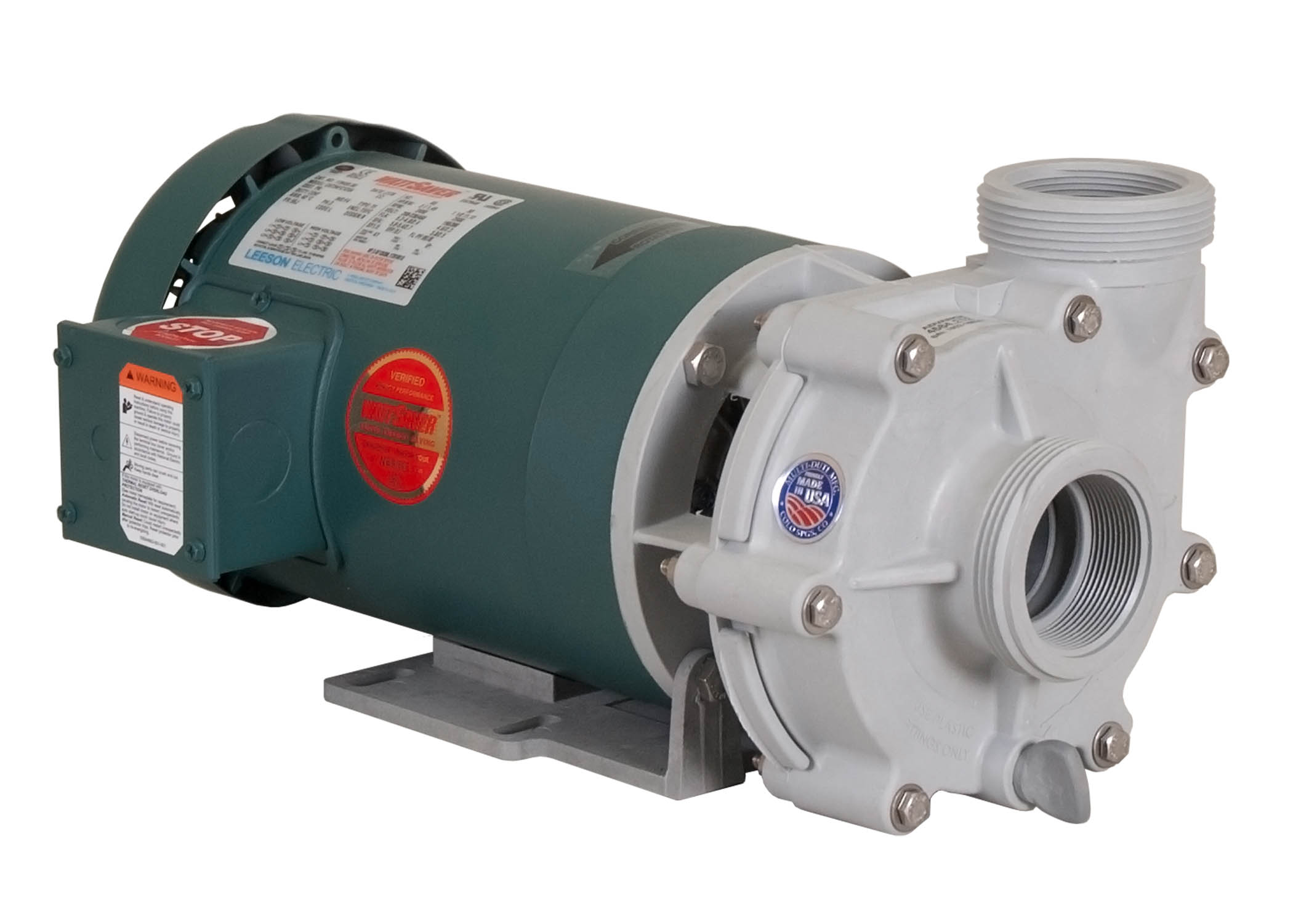 Advance 4000 Pump with green Leeson Motor left angle view