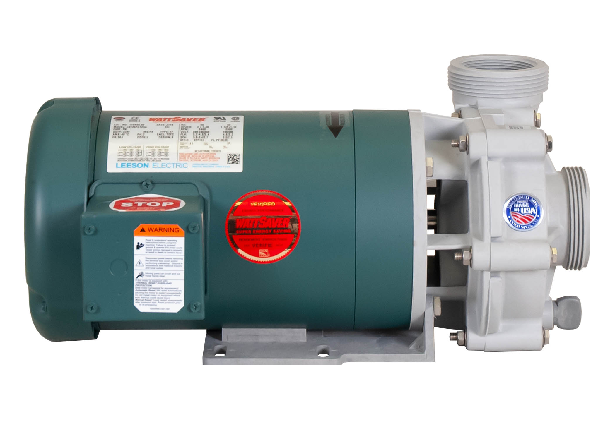 Advance 4000 Pump with green Leeson Motor left side view