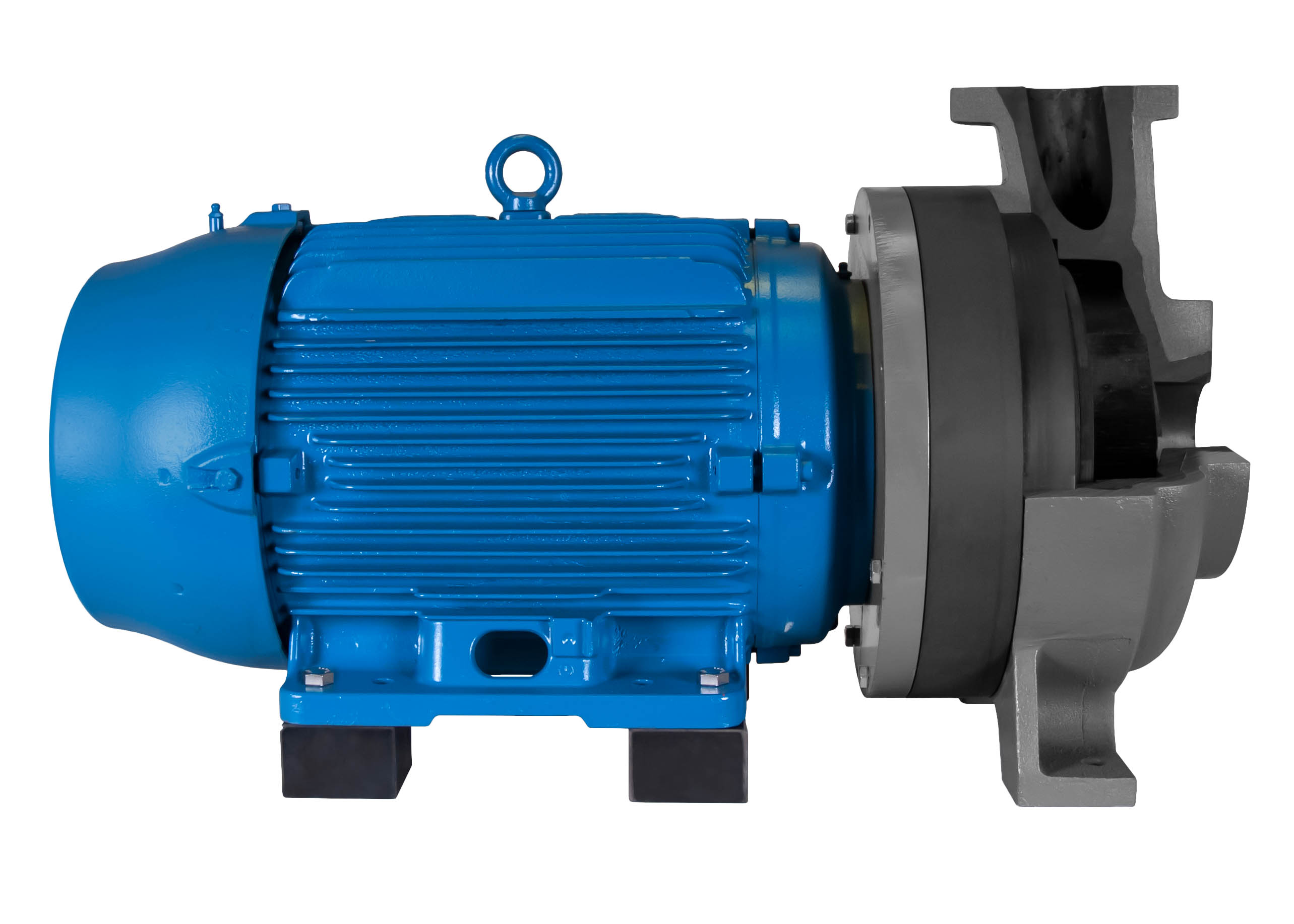 C-Shell 3x2-10 Pump cutaway with blue WEG Motor left side view