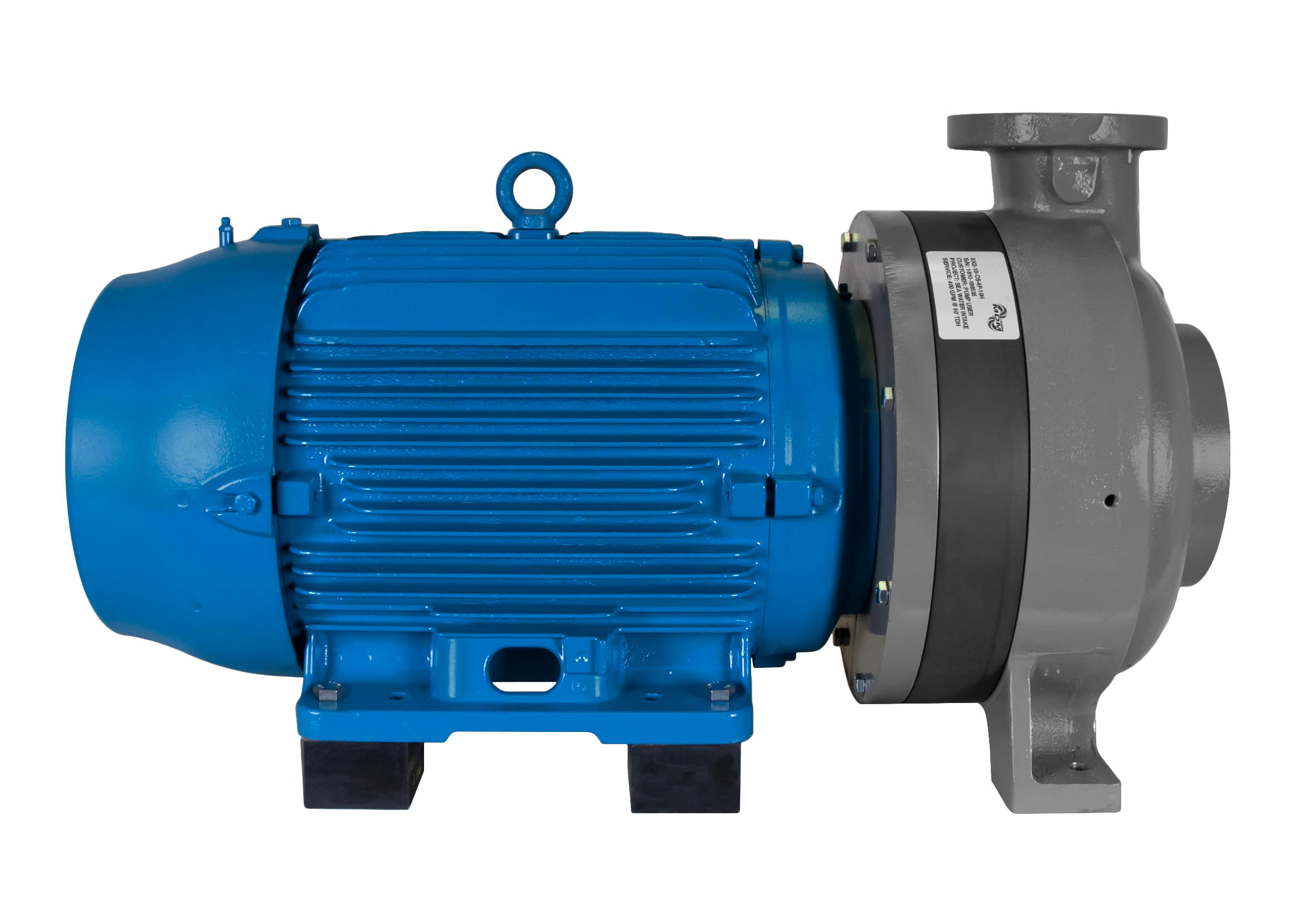 C-Shell 3x2-10 Pump with blue WEG Motor left side view