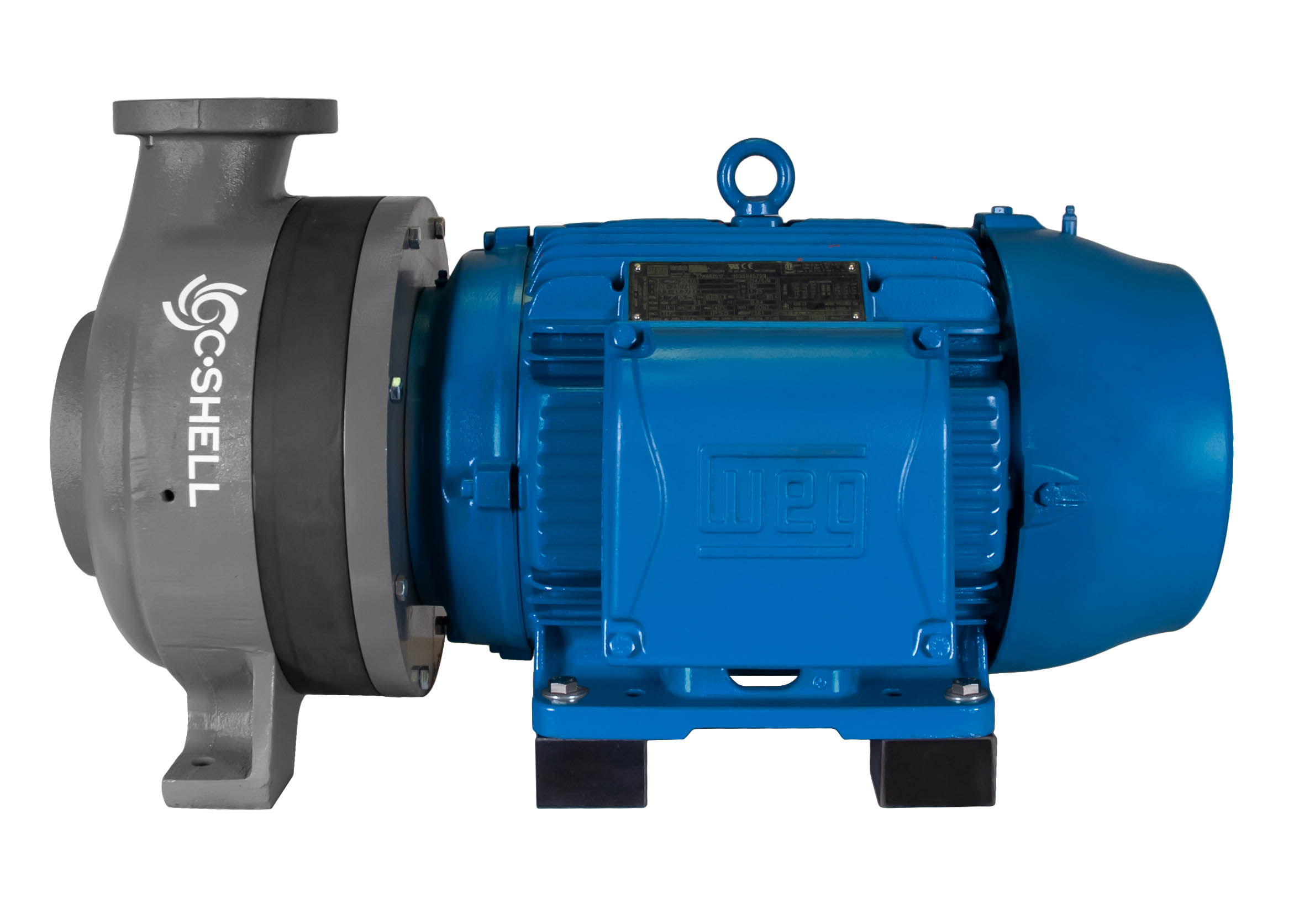 C-Shell 3x2-10 Pump with blue WEG Motor right side view