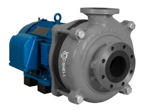 파란색 WEG 모터가있는 C-Shell 4x3-10 펌프 왼쪽 각도보기