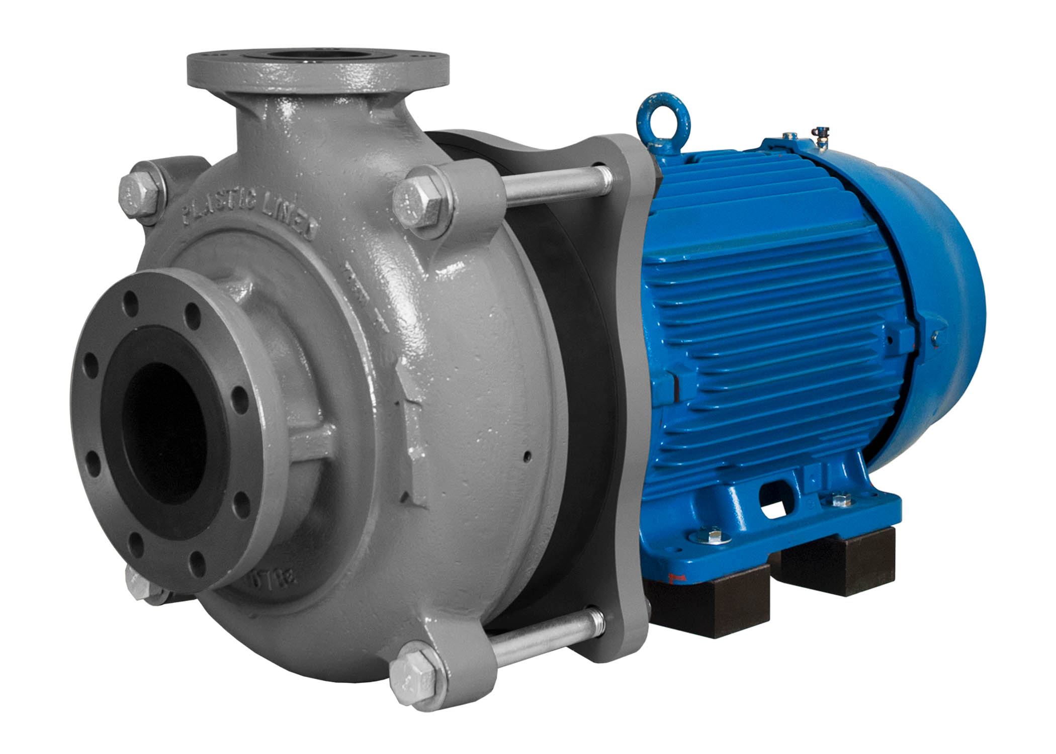 C-Shell 4x3-10 Pump with blue WEG Motor right angle view
